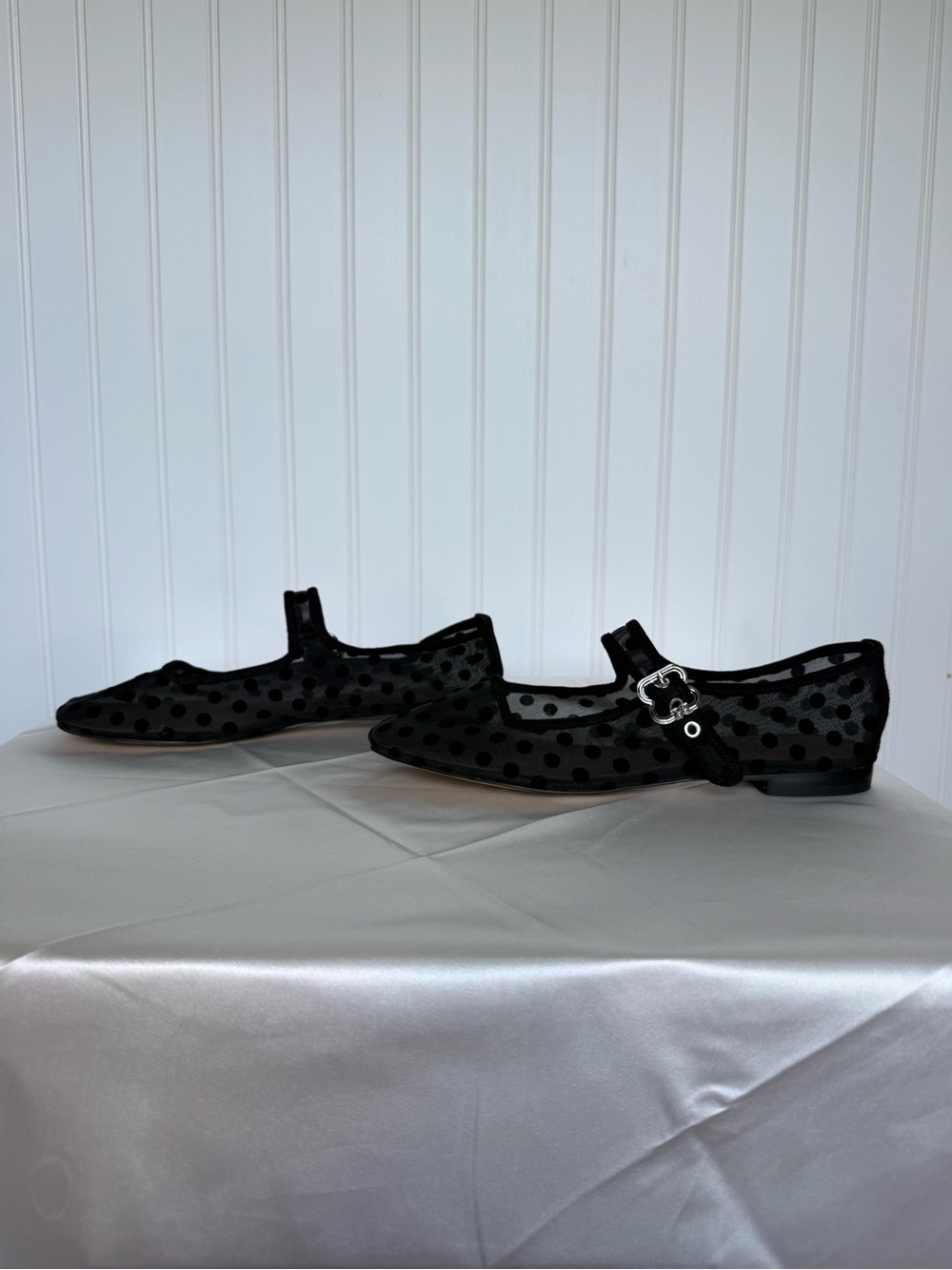 Sam Edelman Michaela Mesh Polka Dot Mary Jane Flats Black US 8.5 - Picture 5 of 11